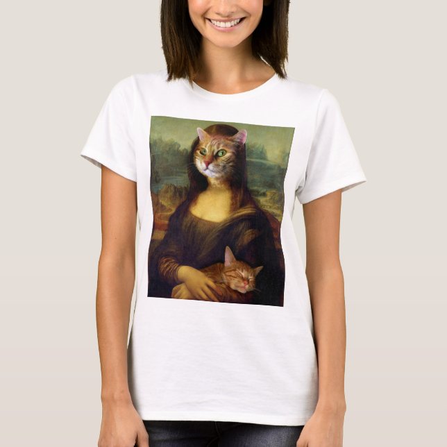 T-shirt Chat orange Mona Lisa (Devant)