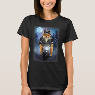 T-shirt Chat orange motard à moto, galaxie Icy Moo