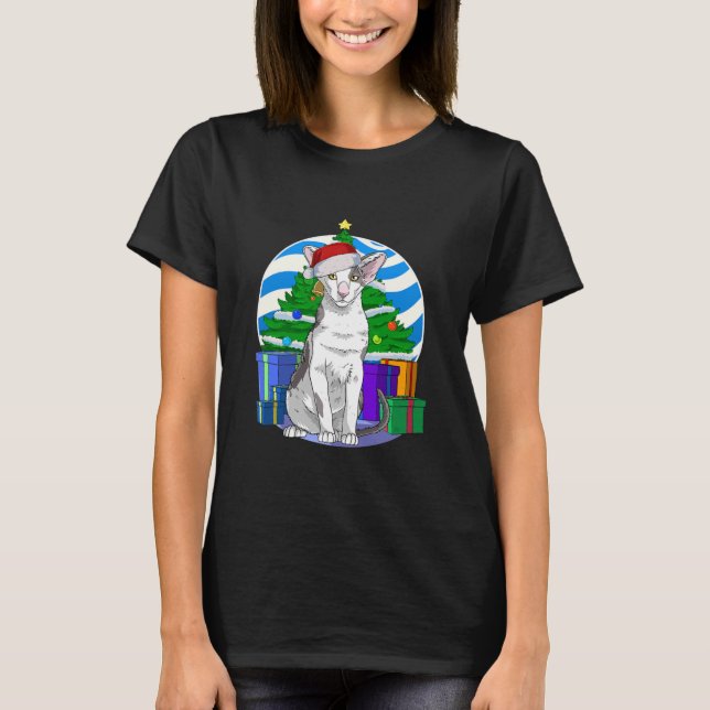 T-shirt Chat Oriental Shorthair Père Noël Noël (Devant)