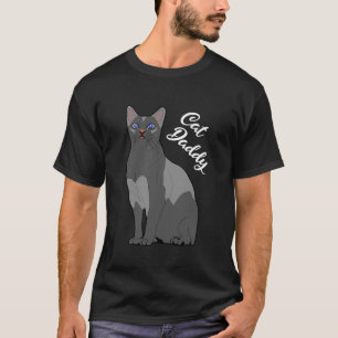 T-shirt Chat Papa Chat Gris avec des Yeux Bleus pour Papa