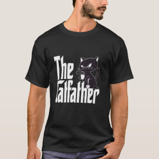 T-shirt Chat Papa Le Café Catfather Black Chat Père Kitt