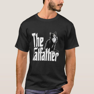 T-shirt Chat Papa Le Catfather Mignonne Noir et Blanc Chat