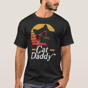 T-shirt Chat Papa Vintage 80 Style Chat Hipster Verre