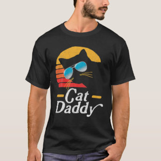 T-shirt Chat Papa Vintage 80S Style Chat Lunettes de solei