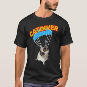 T-shirt Chat parachutiste Chat plongeur Catdiver Parachuti