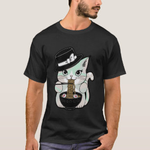 T-shirt Chat pastel goth mignon mangeant des nouilles sous