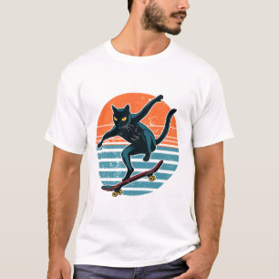 T-shirt Chat patineur drôle roulant sur skateboard Coucher