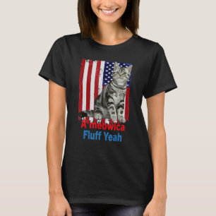 T-shirt Chat Patriotique Américain Avec Drapeau Usa Amériq