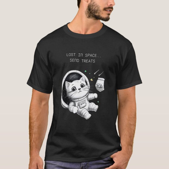 T-shirt Chat perdu dans l'espace (Devant)