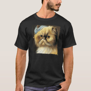 T-shirt Chat persan avec une boucle d'oreille en poire par