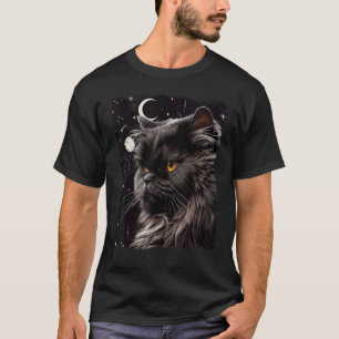 T-shirt Chat Persan Croissant de Lune Et Étoiles