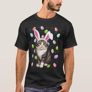 T-shirt Chat Persan Joyeuses Pâques Chasse aux œufs Lapin