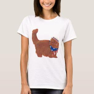 T-shirt Chat Persan roux à longs poils Patriotique
