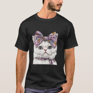 T-shirt Chat Perse Boho Fleur sauvage Coquette Bow Mom Mot