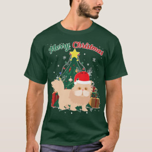 T-shirt Chat Perse Noël Arbre Neige Flakes Noël Presen