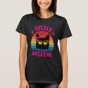 T-shirt Chat Petite Soeur Mignonne Avec Lunettes Léopard R