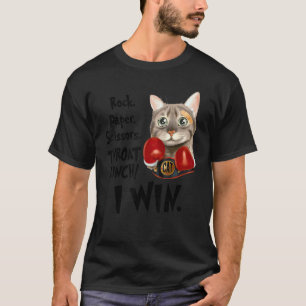 T-shirt Chat Pierre Feuille Ciseaux Coup de Gorge Je Gagne