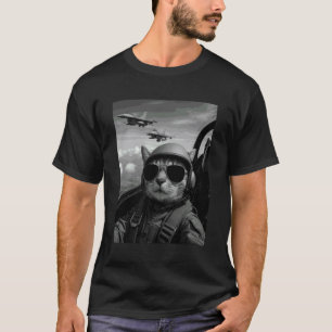 T-shirt Chat Pilote Cool Selfie Avions De Chasse Humour Gr