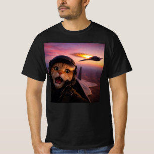 T-shirt Chat pilote de chasse drôle — Mème vintage « Guerr