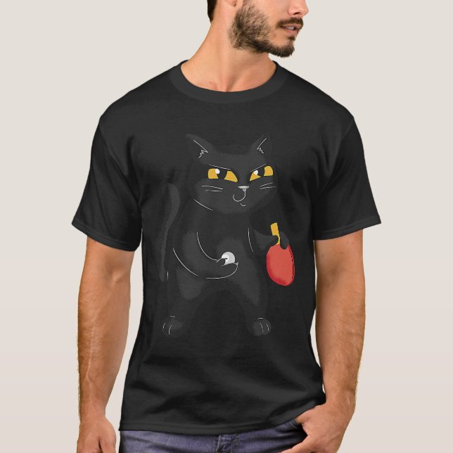 T-shirt Chat Ping Pong Paddle Table Tennis Lecteur Ping Po (Devant)