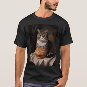 T-shirt Chat Piquage Hamburger