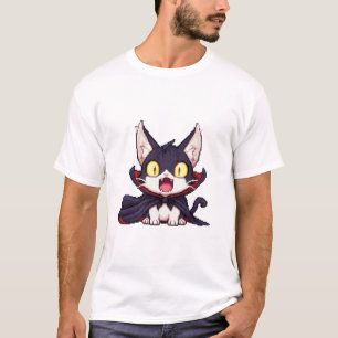 T-shirt Chat Pixel Dracula – Vampire Mignon Choc en 8 Bits