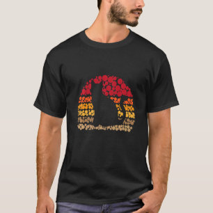 T-shirt Chat Points Rétro Vintage Coucher de soleil Pour C