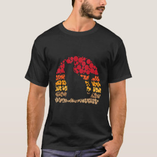 T-shirt Chat Points Rétro Vintage Coucher de soleil Pour C