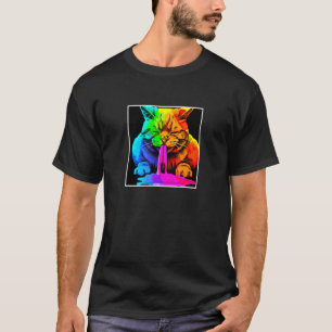 T-shirt Chat pop arc-en-ciel vomissant