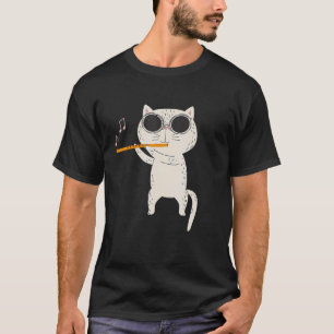 T-shirt Chat Portant Des Lunettes De Soleil Et Jouant De L