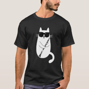 T-shirt Chat Portant Des Lunettes De Soleil Jouant Clarine