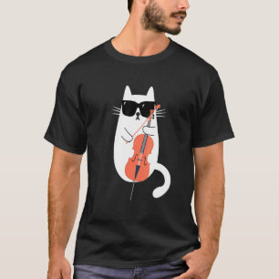 T-shirt Chat Portant Des Lunettes De Soleil Jouer Cello Ce