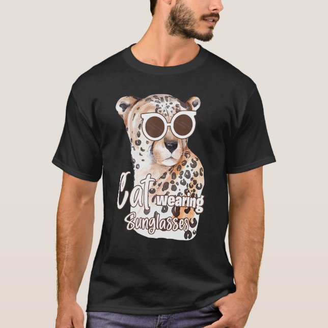 T-shirt Chat Portant des lunettes de soleil Leopard Chat 1 (Devant)