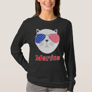 T-shirt Chat portant des lunettes de soleil Merica 4 juill