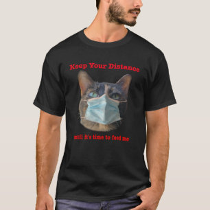 T-shirt Chat Portant Le Masque Visage Distances sociales