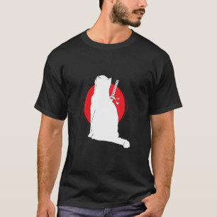 T-shirt Chat portant un sabre de samouraï