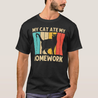 T-shirt Chat Pour Enfants Garçons Chat Noir Chat Personne 