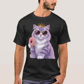 T-shirt Chat Princesse Pelucheux Lunettes de soleil Donut 