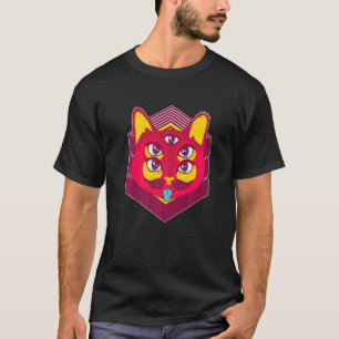 T-shirt Chat Psychédélique Beaucoup Yeux Premium