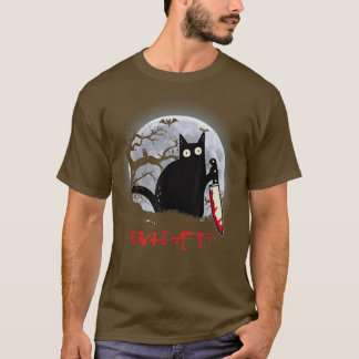 T-shirt Chat Quel Chat Noir Meurtrier Avec Couteau Hallowe