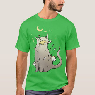 T-shirt Chat qui a attrapé une baleine mignonne Kawaii too