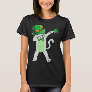 T-shirt Chat qui Dabbing Leprechaun Chat Shamrock St Patr