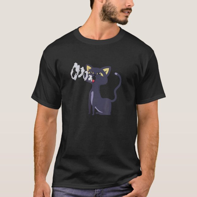 T-shirt Chat qui vape et souffle un nuage de vape O's (Devant)