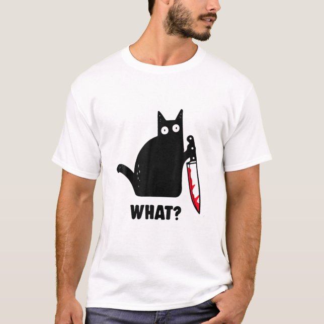 T-shirt Chat Quoi ? Chat Noir Drôle, Chat Murderous Avec C (Devant)