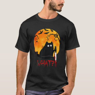 T-shirt CHAT QUOI ? Chat noir meurtrier avec couteau Hallo