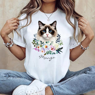 T-shirt Chat Ragdoll à l'aquarelle