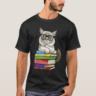 T-shirt Chat Ragdoll Mignon Échiquier Retour à l'École