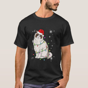 T-shirt Chat Ragdoll Noël Lumières Chat de Noël Chapeau de
