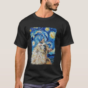 T-shirt Chat Ragdoll Peinture Nuit Étoilée