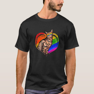 T-shirt Chat Rainbow Heart Animal Gay Lesbian Pride Lgbt